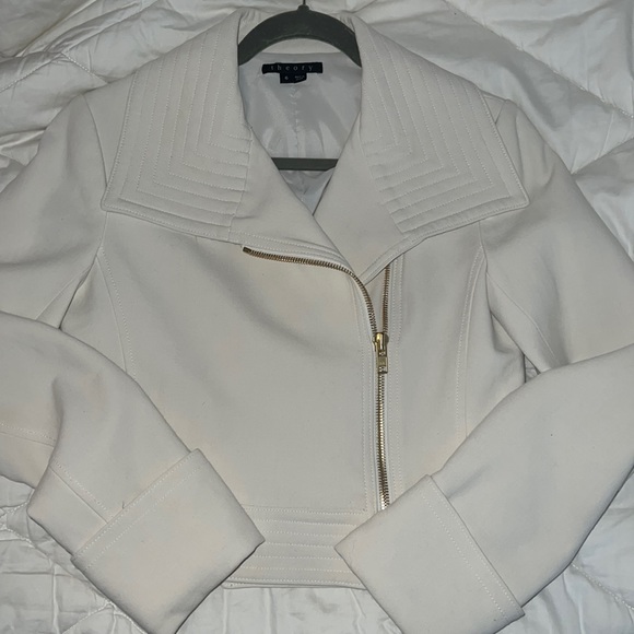 Theory cream moto jacket, size 6 - Picture 4 of 8